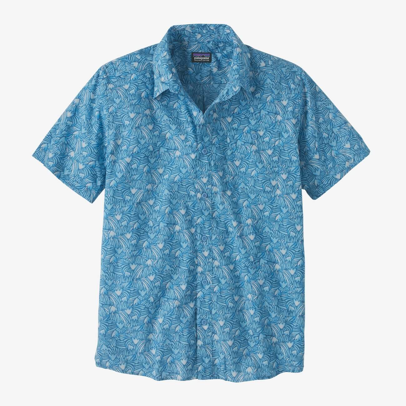 Patagonia M SS Go To Shirt BLOCK PARTY: LAGO BLUE