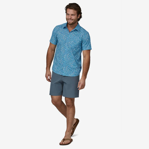 Patagonia M SS Go To Shirt BLOCK PARTY: LAGO BLUE