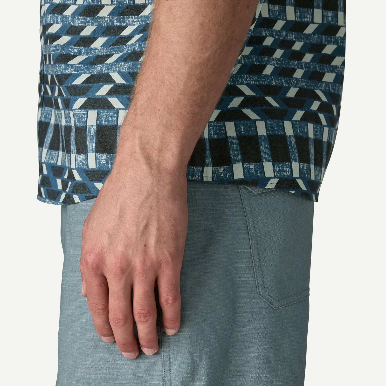 Patagonia M SS Go To Shirt CLIMBING STRIPE STILL BLUE