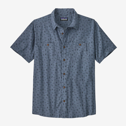 Patagonia M SS Back Step Shirt TINY ISLANDS: UTILITY BLUE