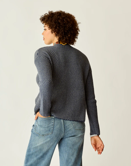 Carve Designs W Olivia Plush Sweater NAVY HERRINGBONE