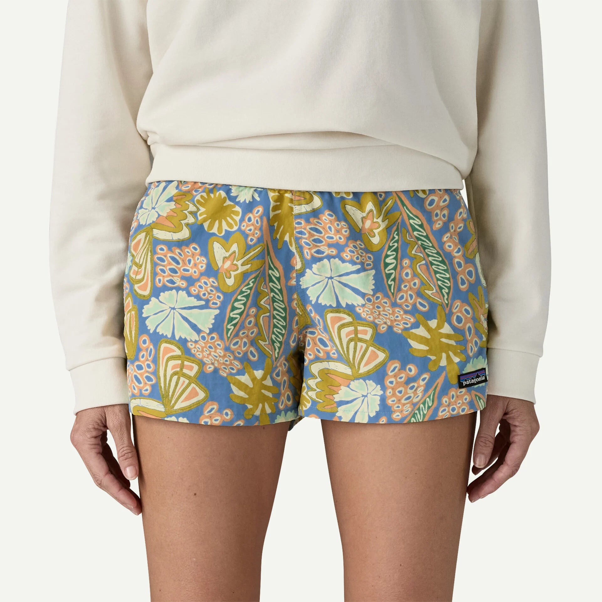 Patagonia W Barely Baggies Shorts FLOURISH: ABUNDANT BLUE