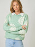 Mystree W Floral Flocked Sweater PASTEL GREEN