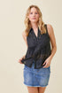 Mystree W Chiffon Crinkle Tank BLACK