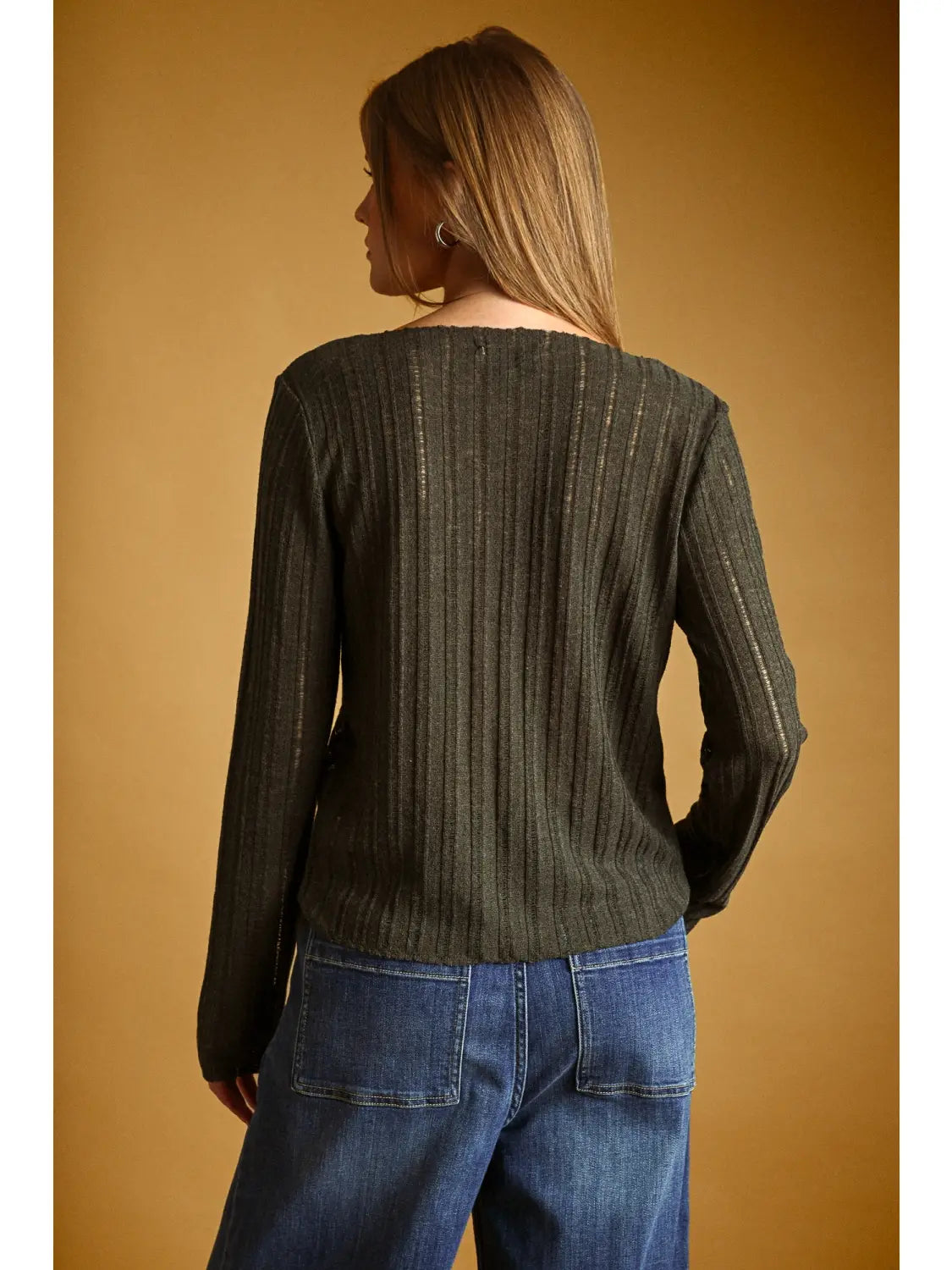 Miou Muse W LS Round Neck Knit Top TEAL GREEN