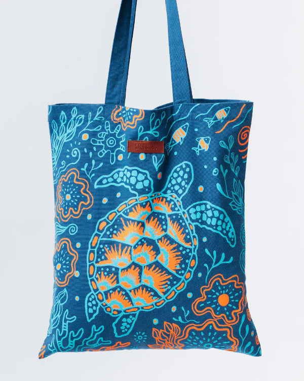 Sand Cloud Reef Turtles Everyday Tote DEEP OCEAN
