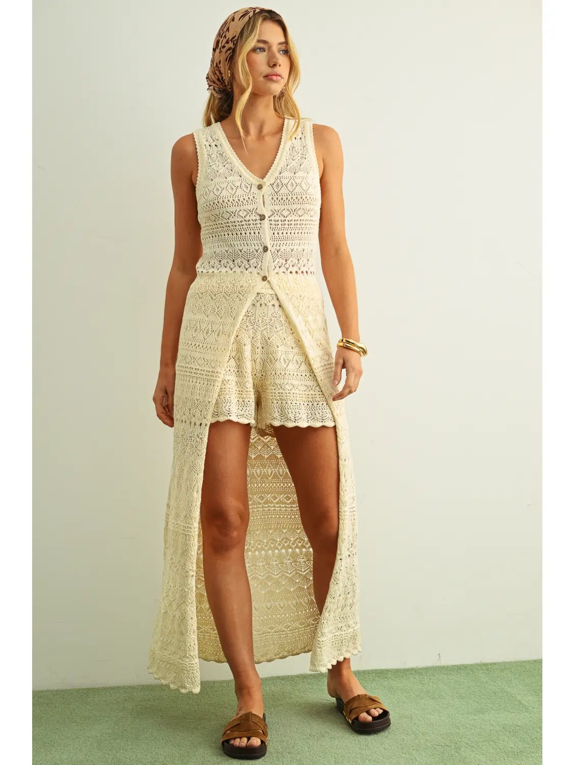 Miou Muse W Crochet Shorts BEIGE