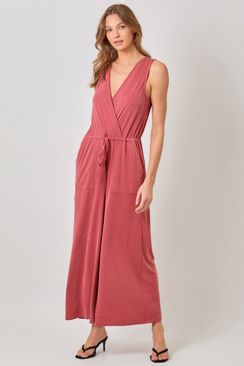 Mystree W Modal Rib Jumpsuit WASHED RED