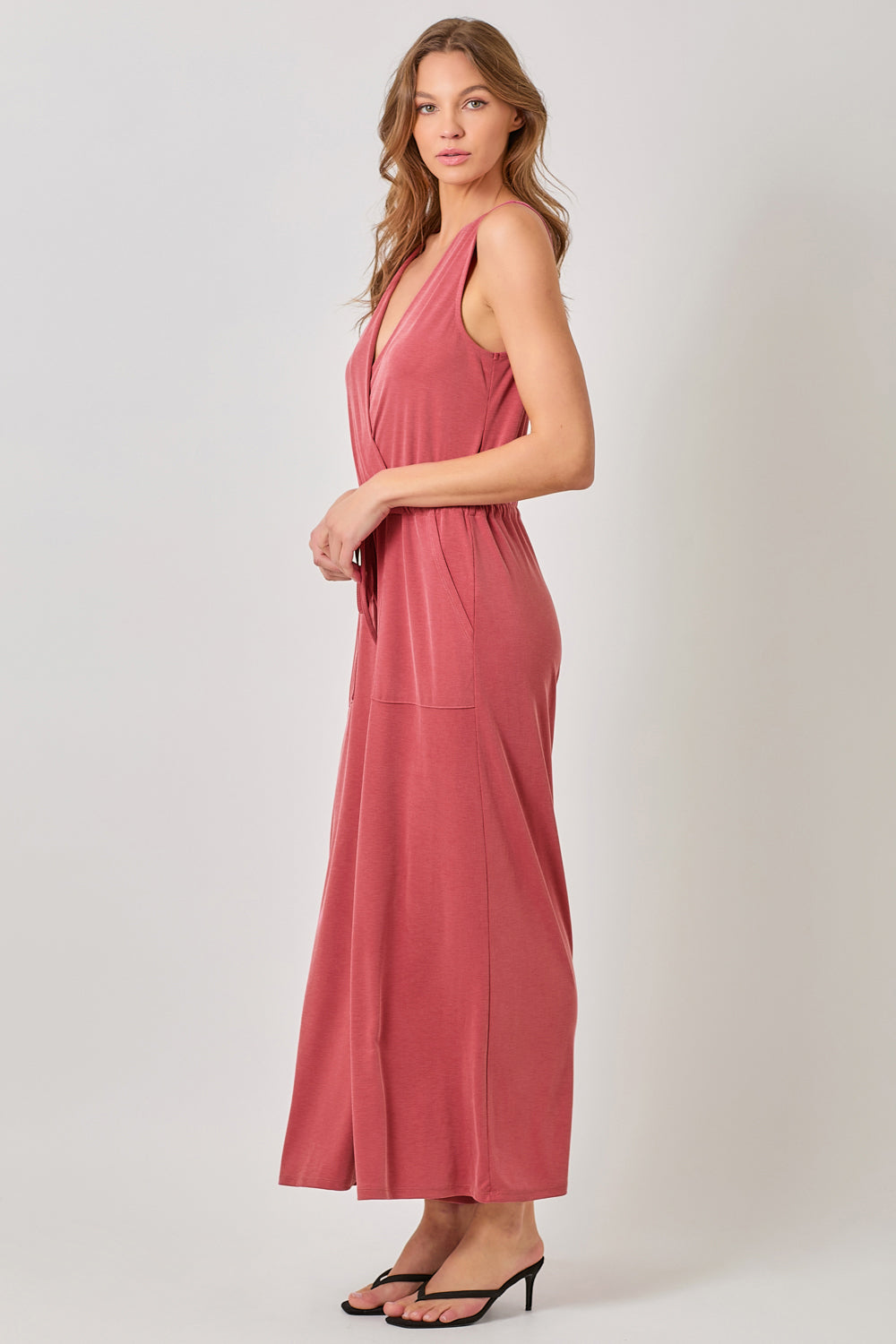 Mystree W Modal Rib Jumpsuit WASHED RED