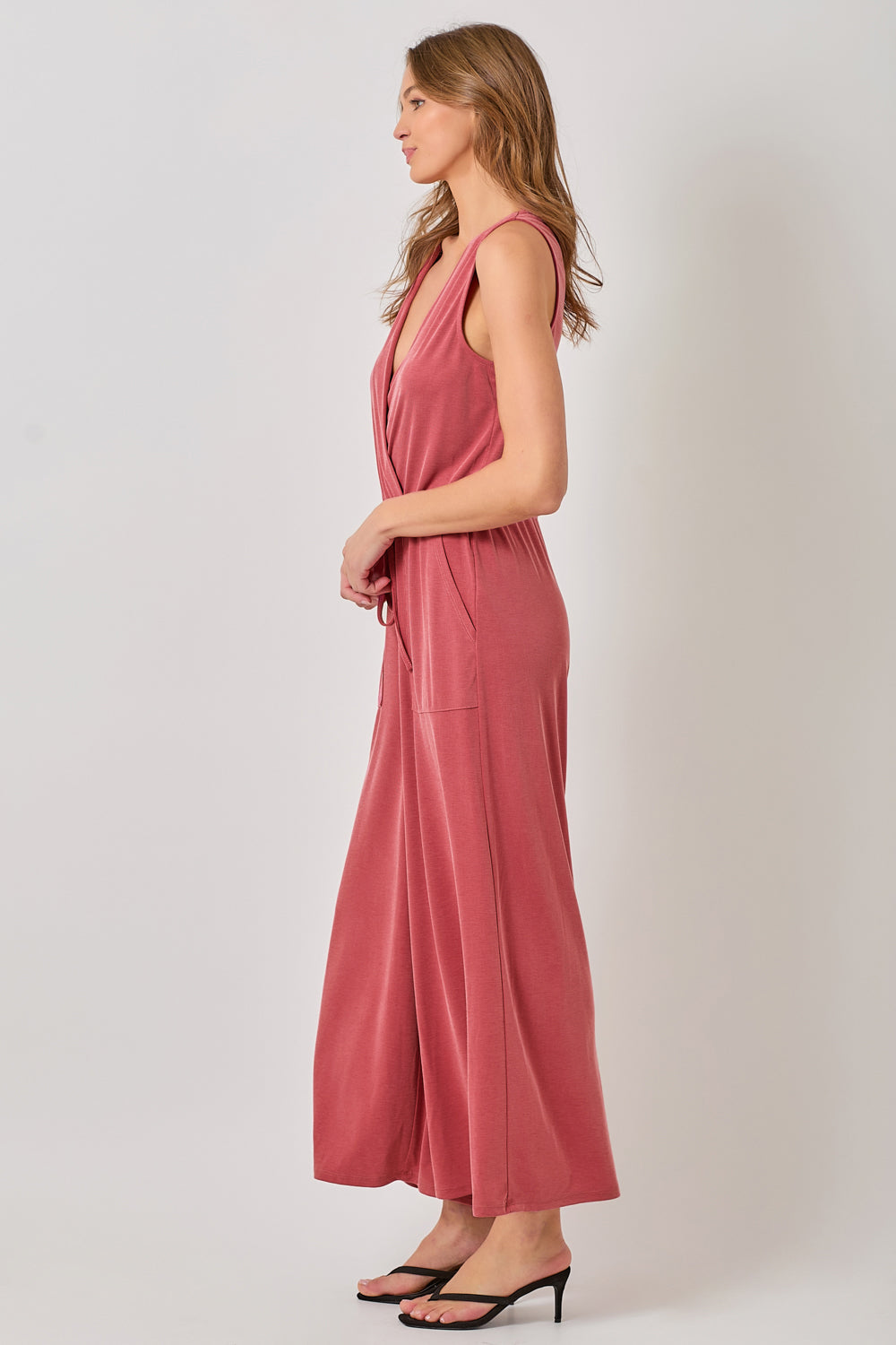 Mystree W Modal Rib Jumpsuit WASHED RED