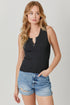 Mystree W Ribbed Sweater Tank BLACK