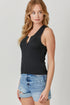 Mystree W Ribbed Sweater Tank BLACK