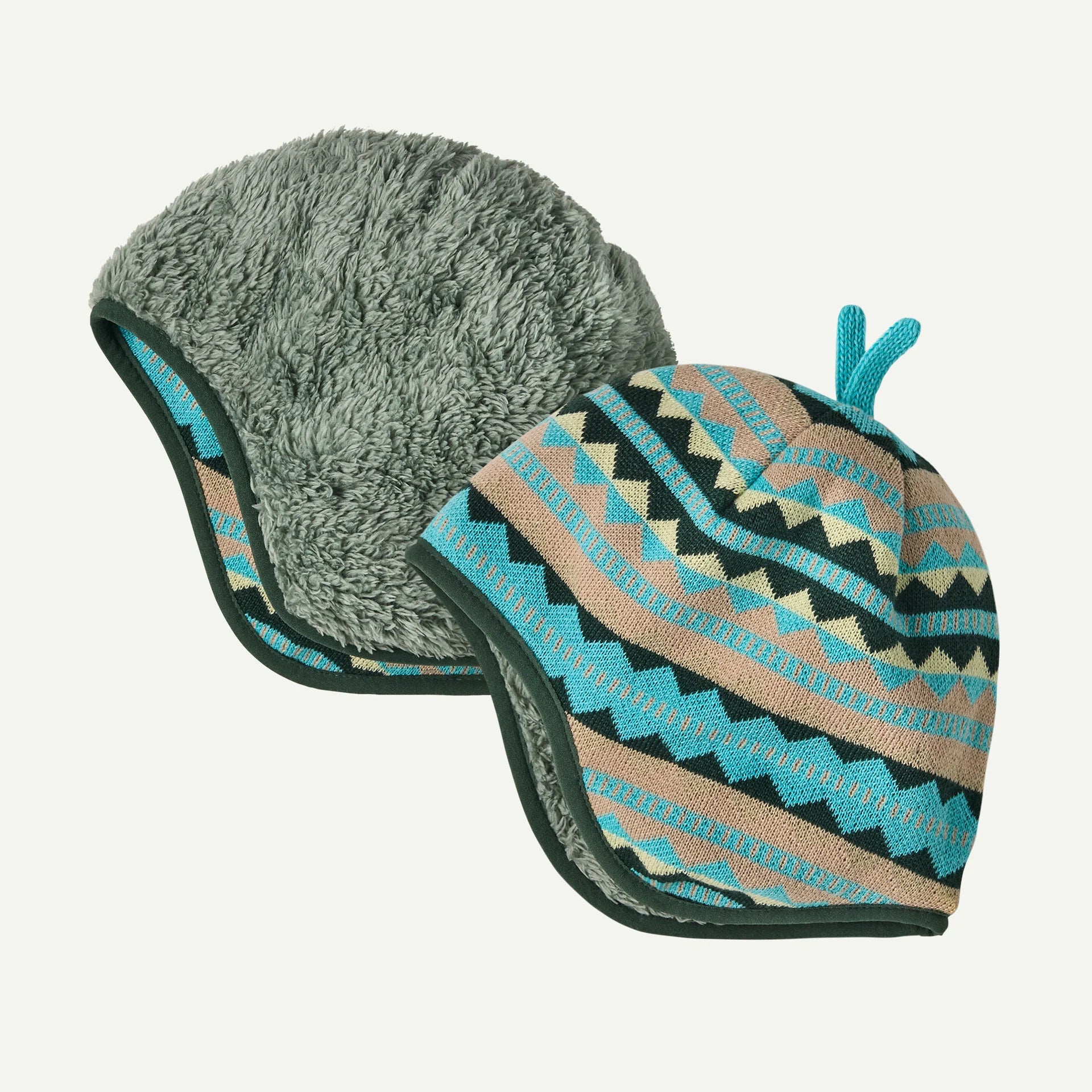 Patagonia Baby Reversible Beanie DIAMOND STRIPE: SNOWMELT BLUE
