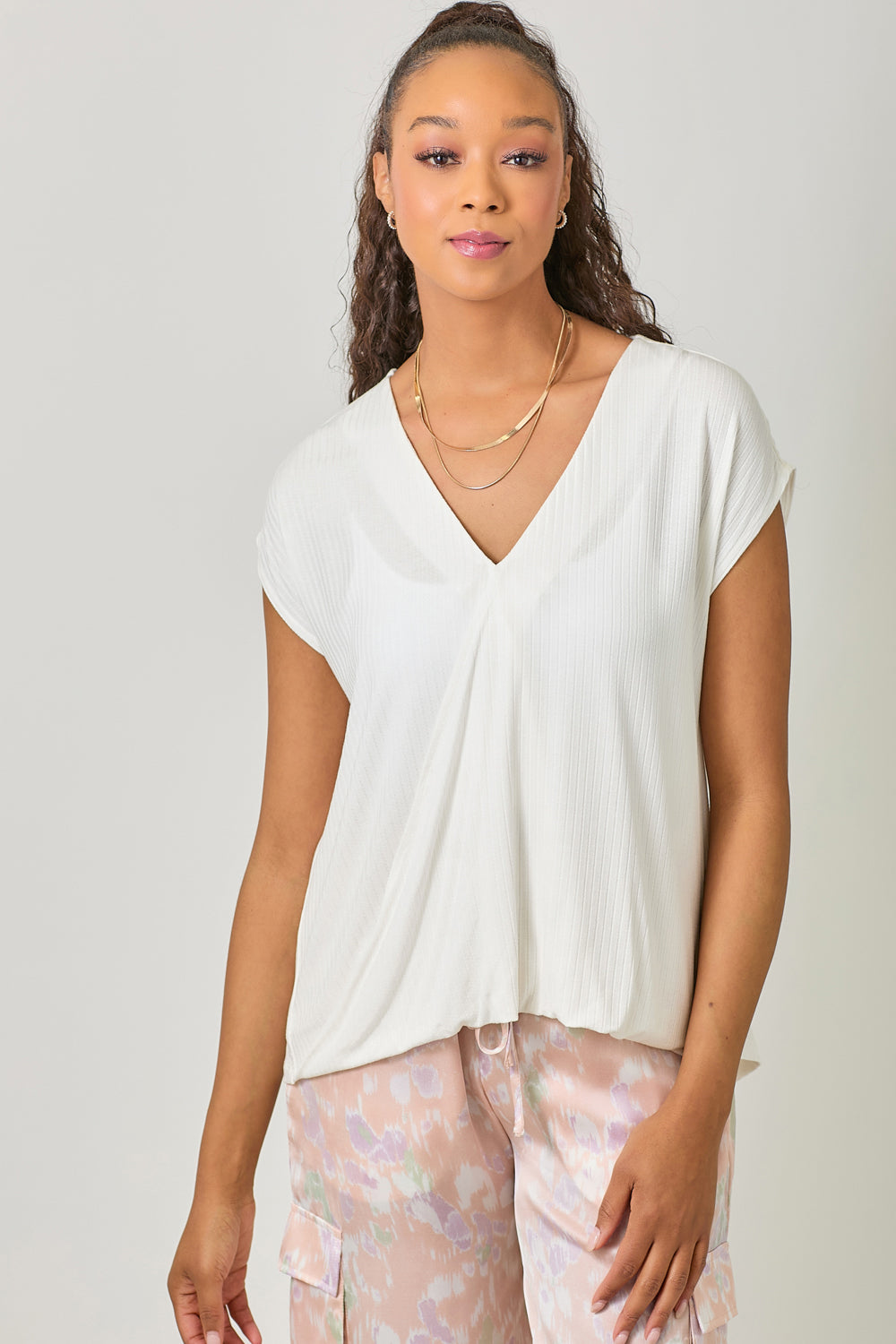 Mystree W Surplice Neck Top IVORY