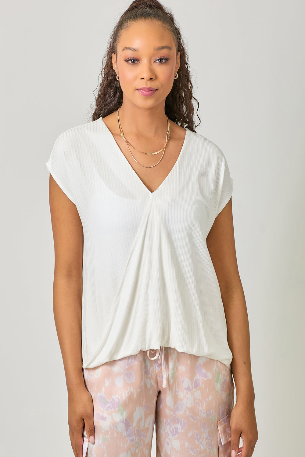 Mystree W Surplice Neck Top IVORY