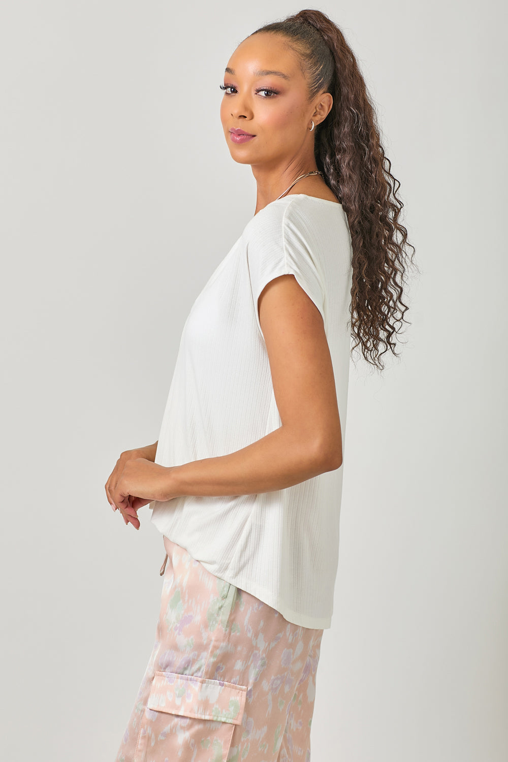 Mystree W Surplice Neck Top IVORY