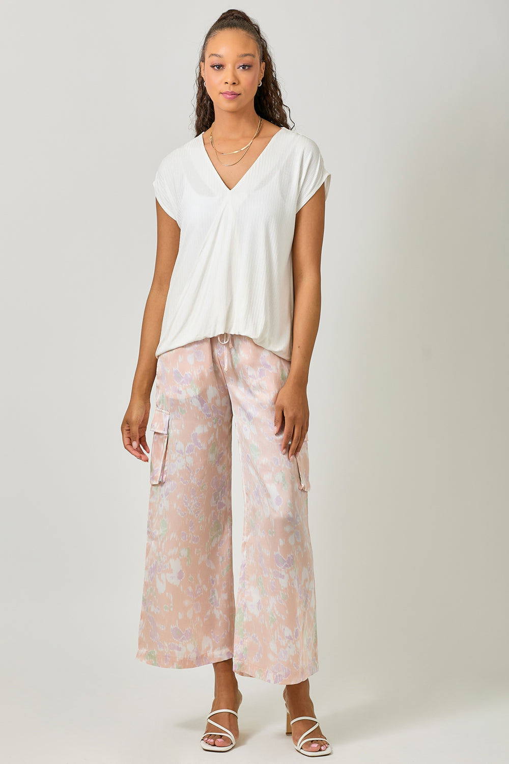 Mystree W Surplice Neck Top IVORY