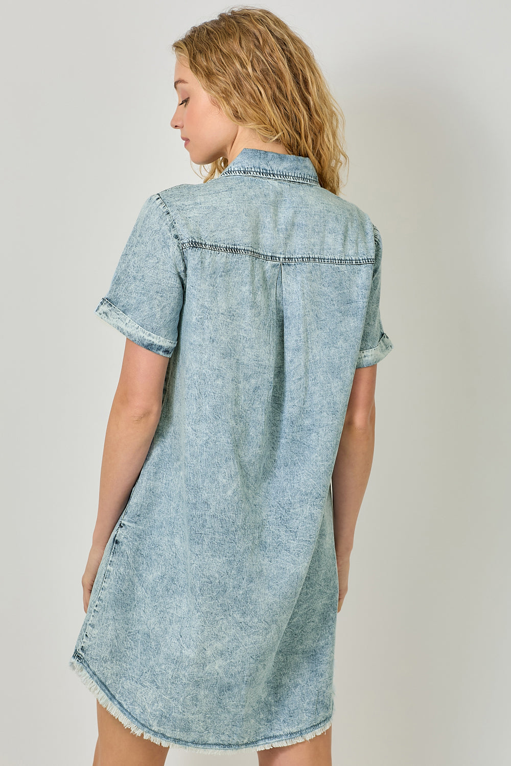 Mystree W Rolled Sleeve Dress DENIM