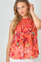 Mystree W Ruffle Floral Top TOMATO