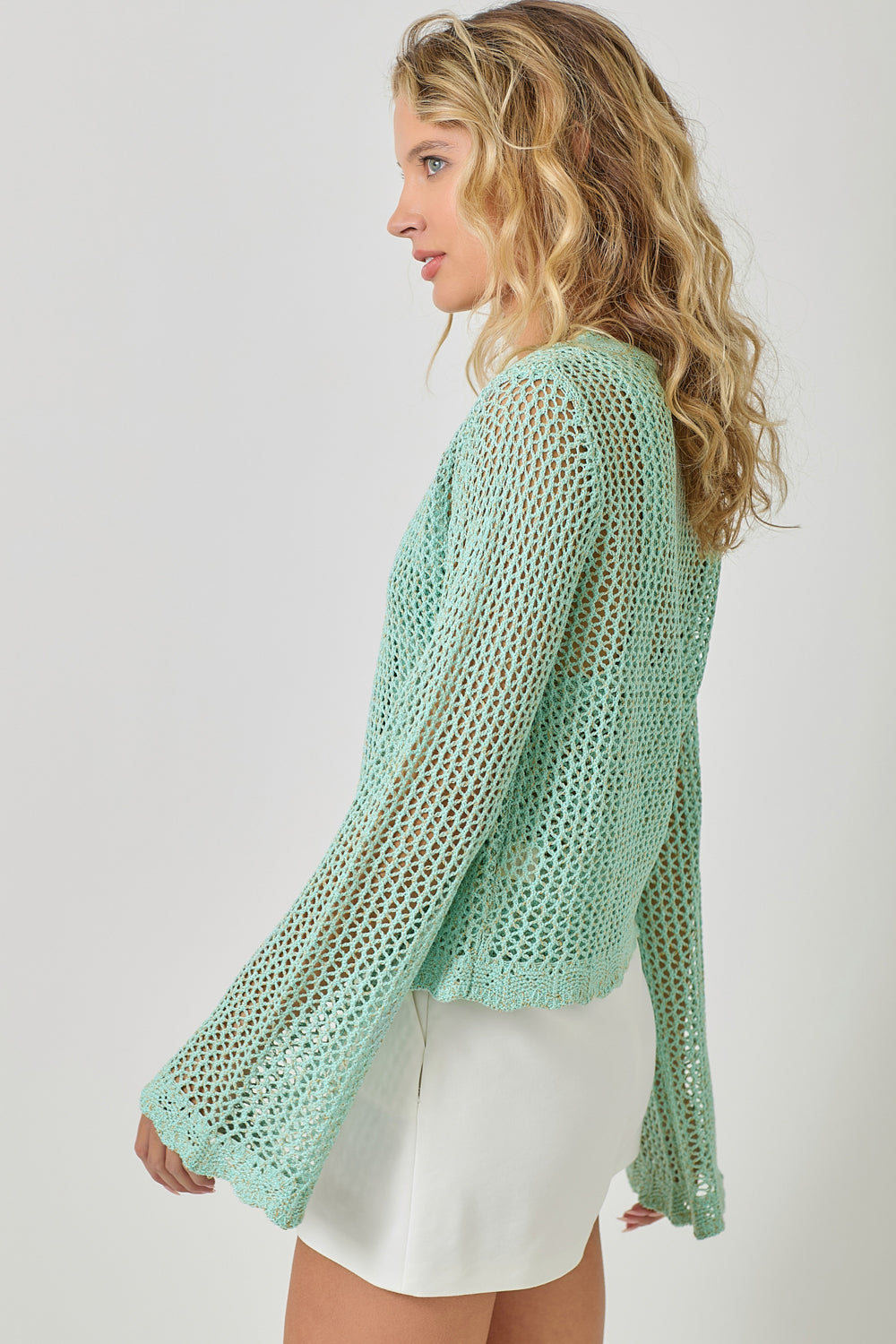 Mystree W Crochet Cardigan SEAFOAM