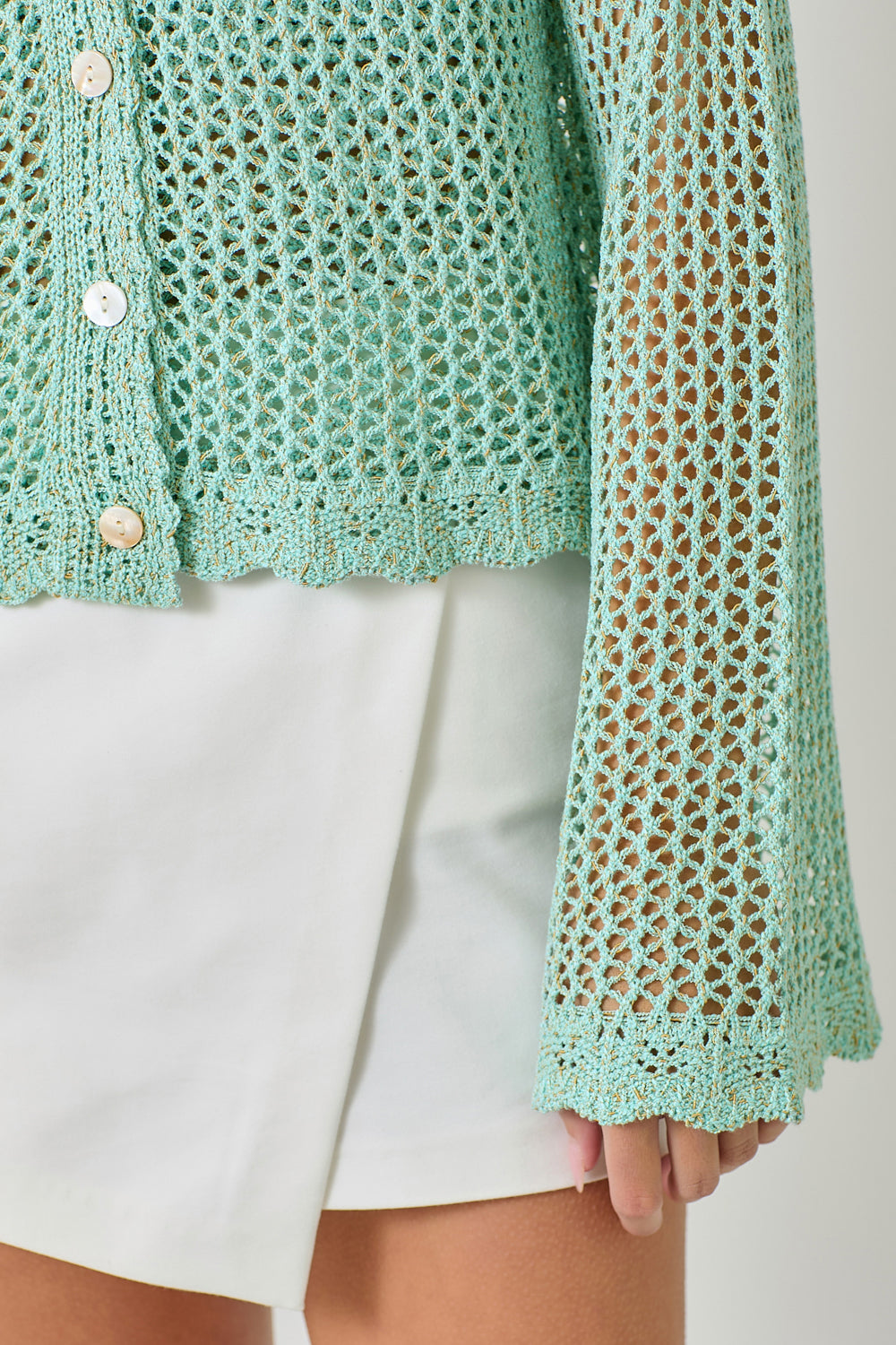 Mystree W Crochet Cardigan SEAFOAM
