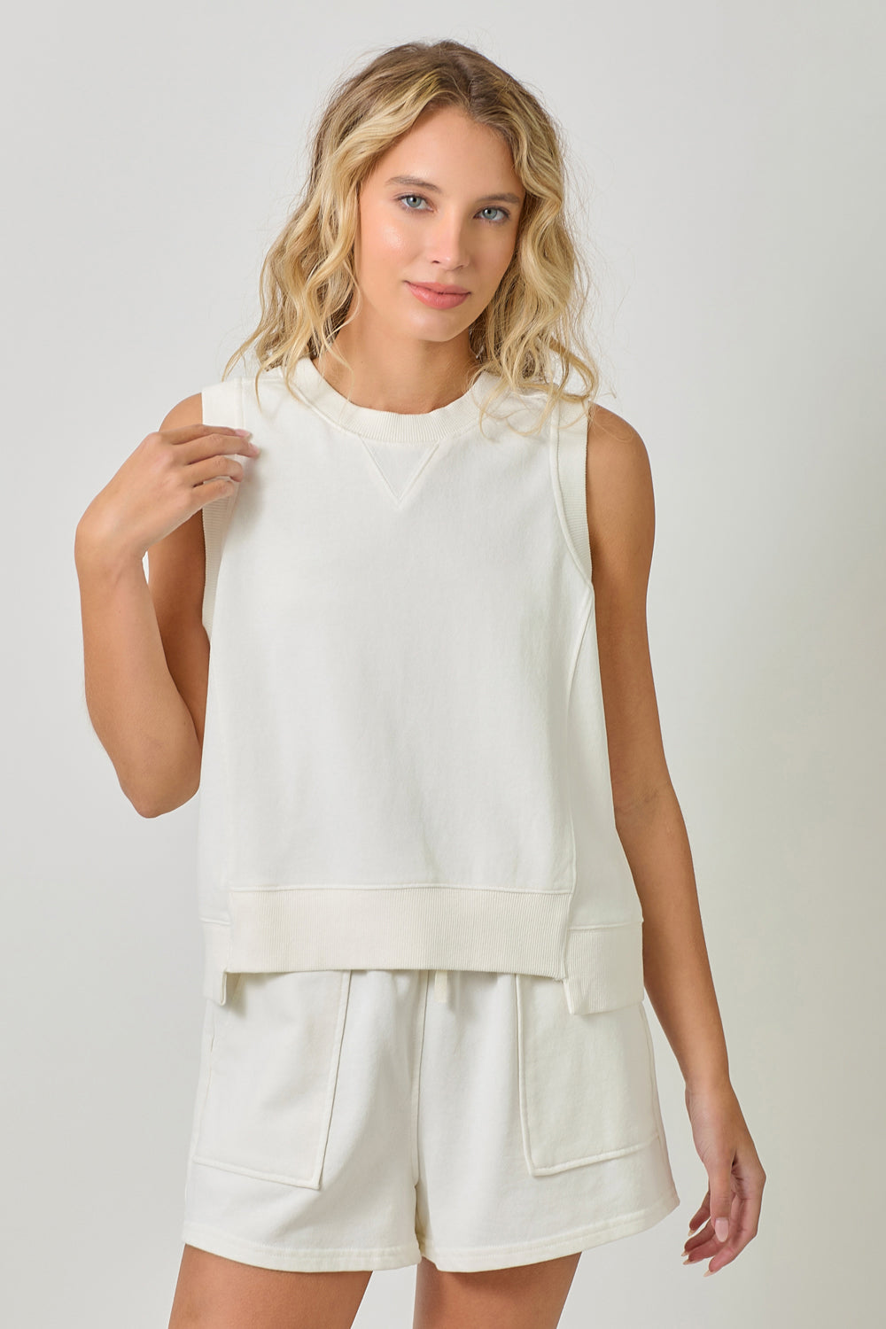 Mystree W Terry Tank OFF WHITE