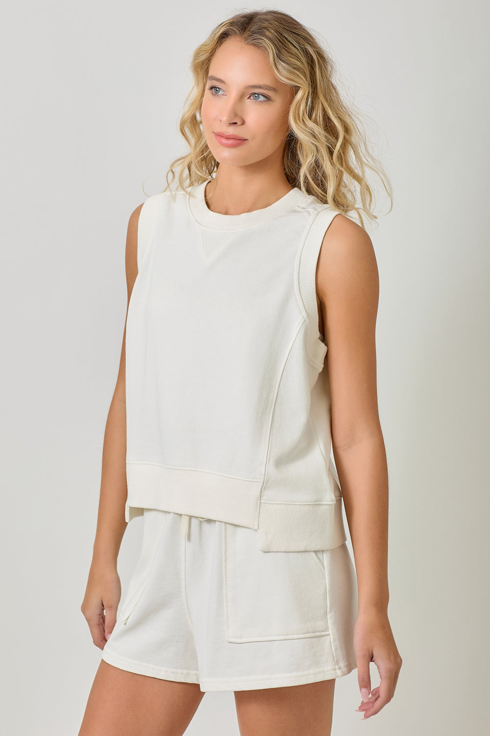 Mystree W Terry Tank OFF WHITE