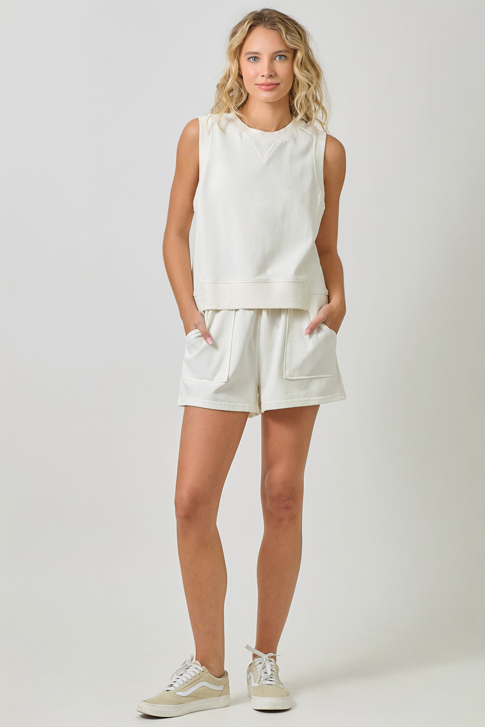 Mystree W Terry Tank OFF WHITE