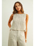 Miou Muse W Jacquard Linen Twist Back Top WHITE