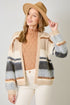 Mystree W Fuzzy Color Block Cardigan IVORY / OATMEAL