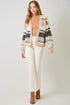 Mystree W Fuzzy Color Block Cardigan IVORY / OATMEAL
