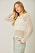 Mystree W Crochet Weave Hoodie Sweater OFF WHITE
