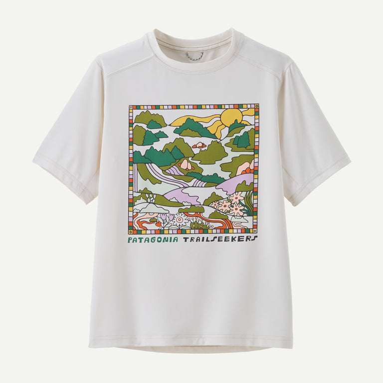 Patagonia Kids SS Cap Tee TRAILSEEKERS WHITE
