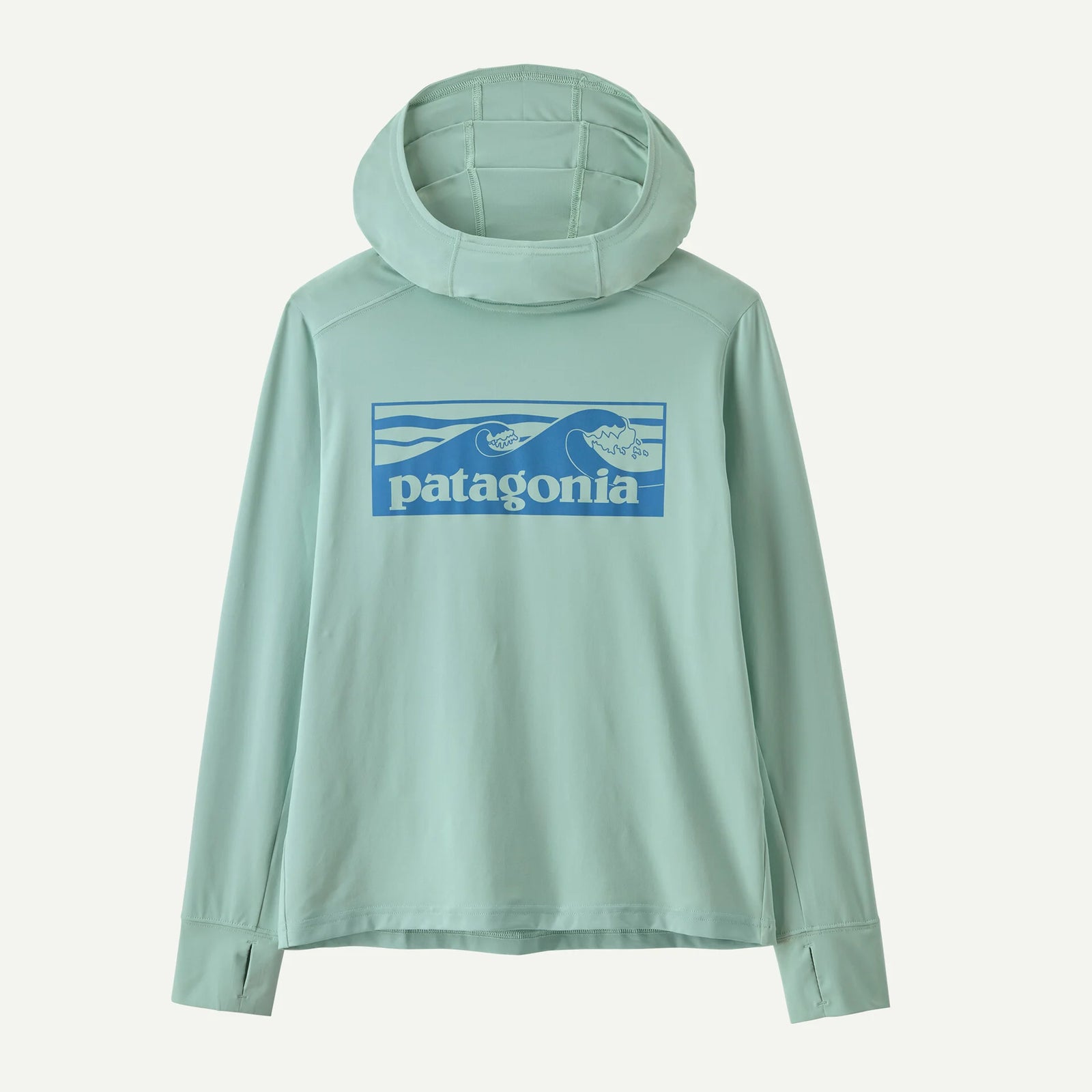 Patagonia Kid's LS Cap SW Hoodie BOARDSHORT LOGO TONES THIN ICE