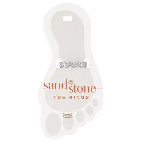 Sand & Stone Toe Ring SILVER CZ ZIG ZAG