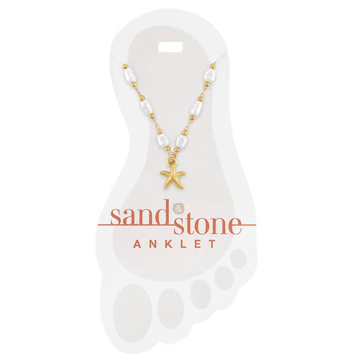 Sand & Stone Anklet Starfish & Pearls GOLD