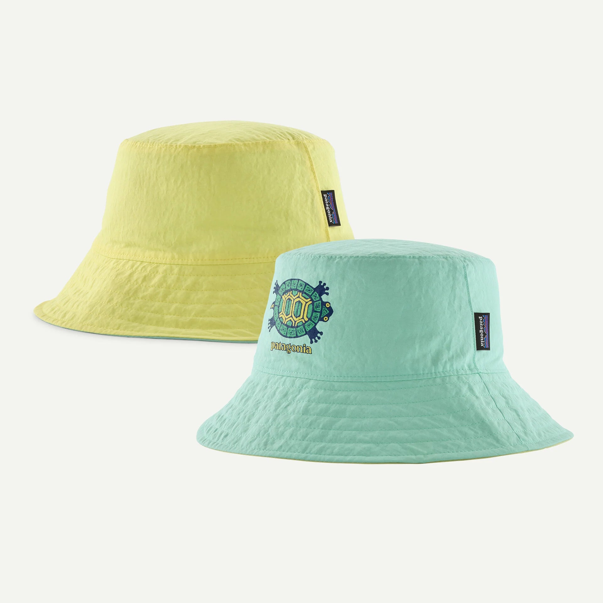 Patagonia Kid's Reversible Bucket Hat ISLAND TURTLE EARLY TEAL
