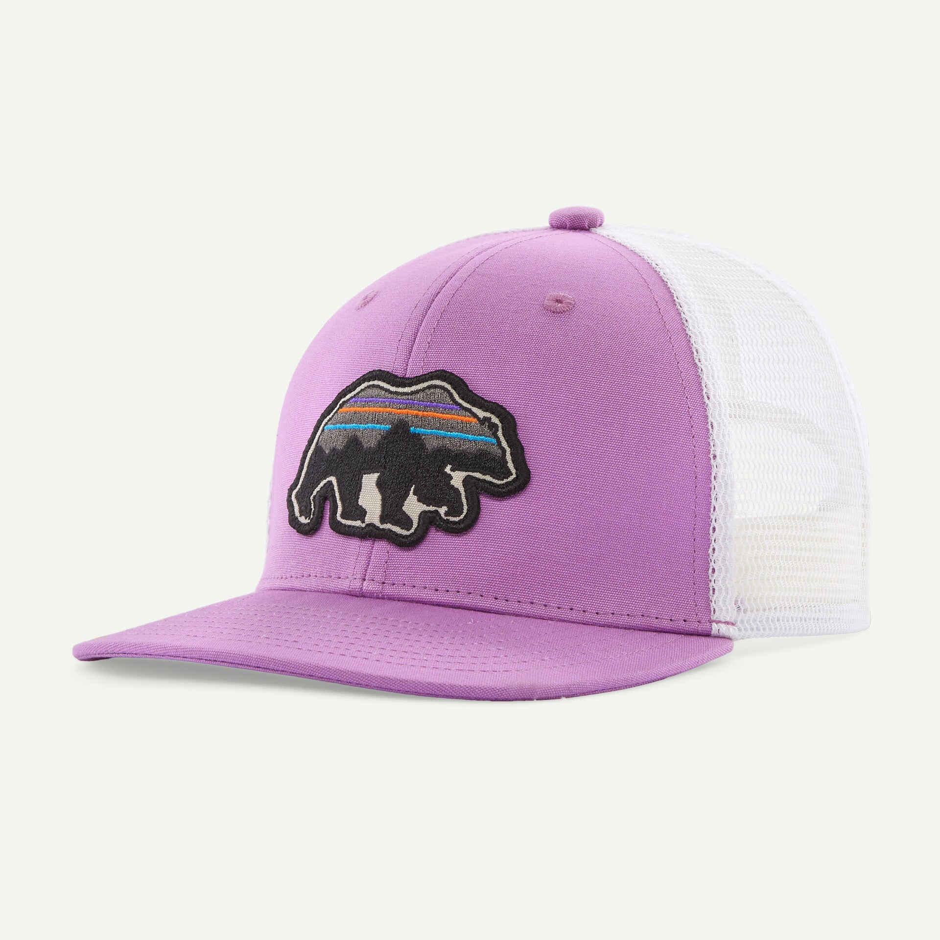 Patagonia Kids Trucker Hat BACK FOR GOOD BEAR BRISK PURPLE