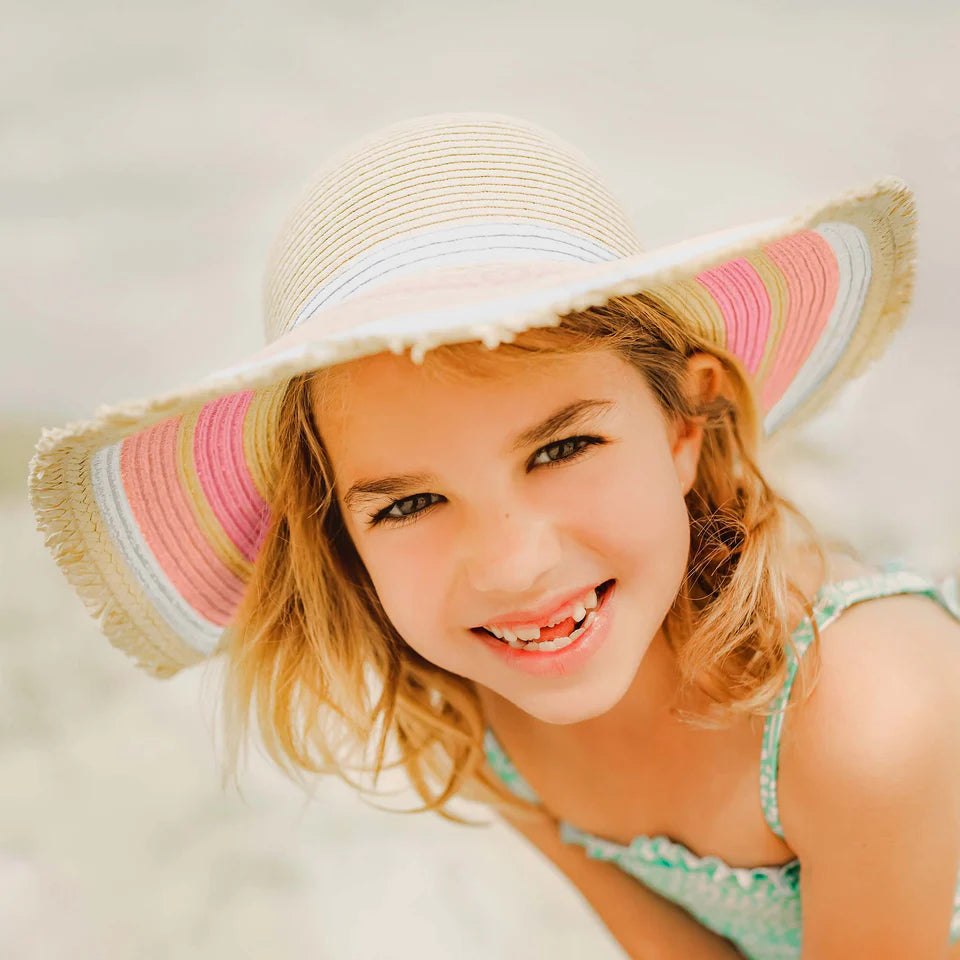 Snapperrock Kids Peachy Striped Sunhat NATURAL