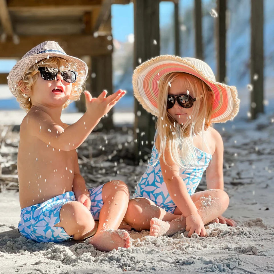 Snapperrock Kids Peachy Striped Sunhat NATURAL