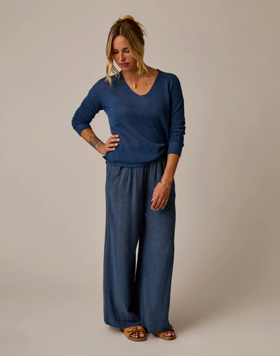 Carve Designs W Nico Linen Pant CAPTAIN CHAMBRAY