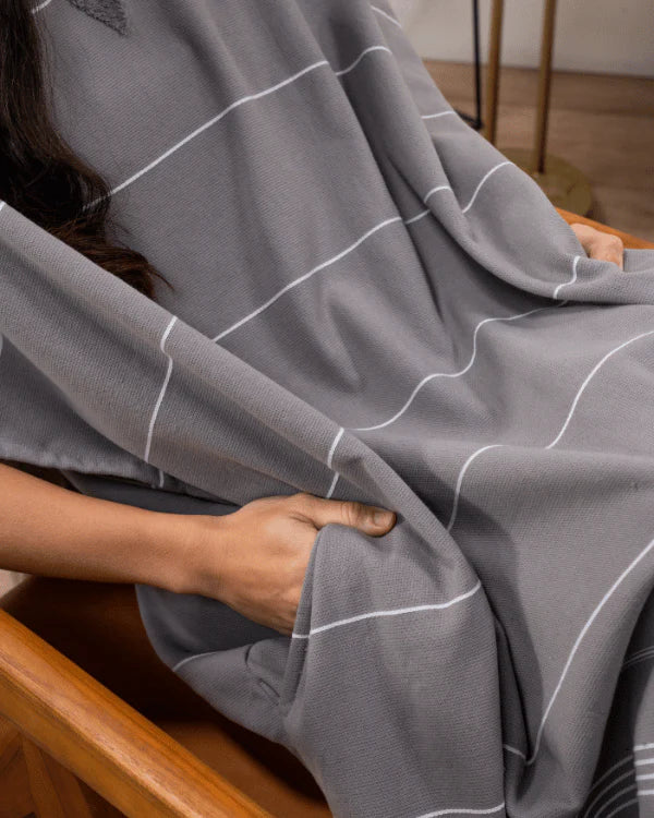 Sand Cloud M Border Classic Stripe Poncho GREY