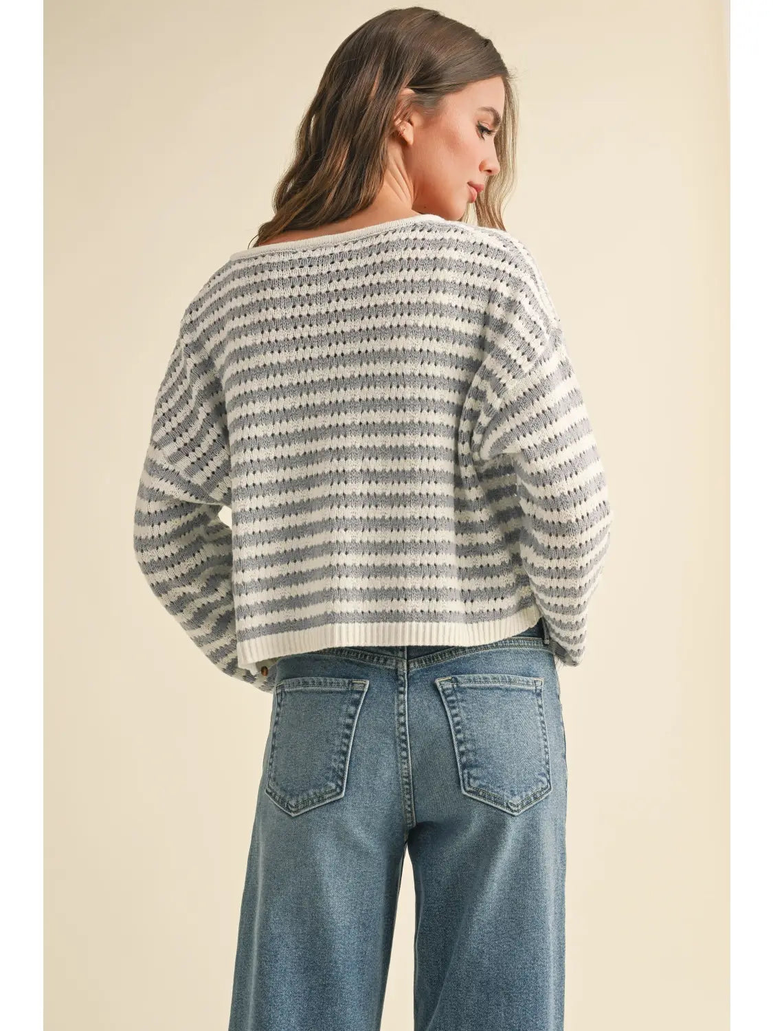 Miou Muse W Crochet Knitted Cardigan BLUE / WHITE