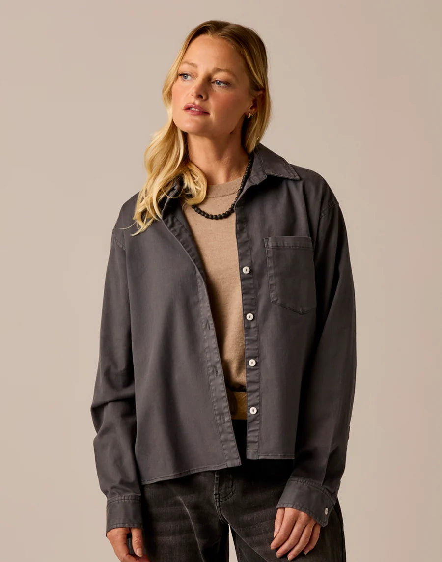 Carve Designs W Claire Twill Shirt WASHED BLACK