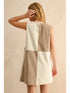 Miou Muse W Corduroy Color Block Midi Dress MOCHA / ECRU