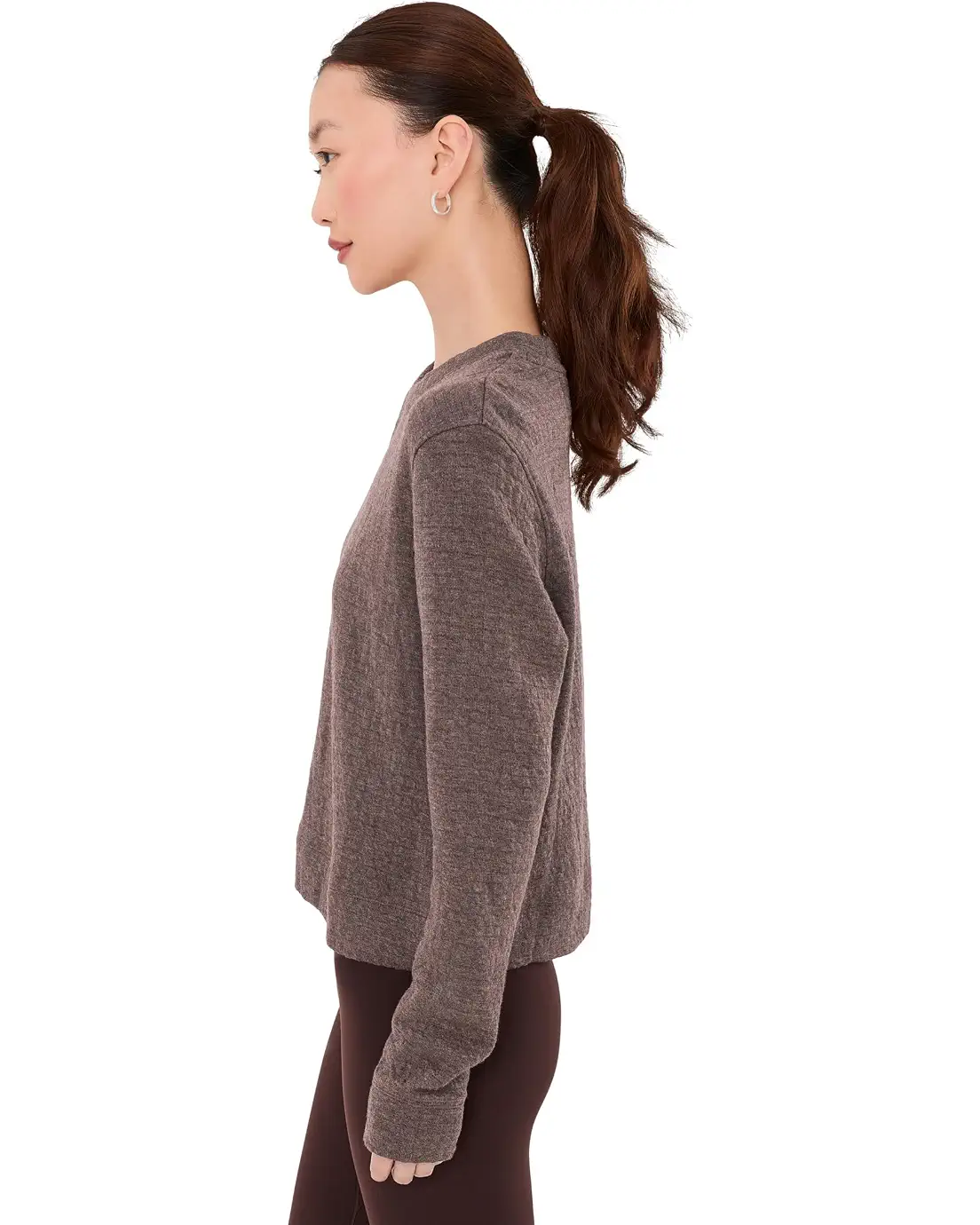 Tasc W Sedona Quilt Sweatshirt MOCHA HEATHER