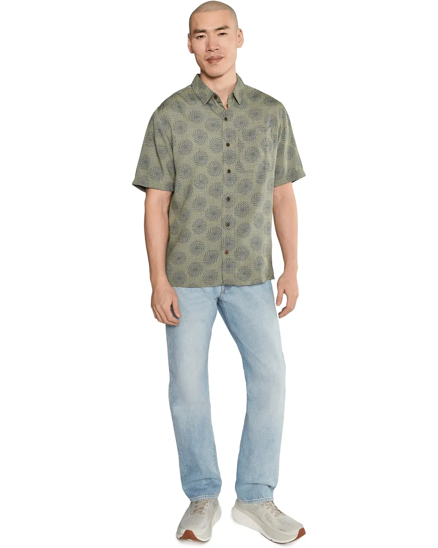 Royal Robbins M SS Camino Pucker Shirt OLIVE RAY PRINT