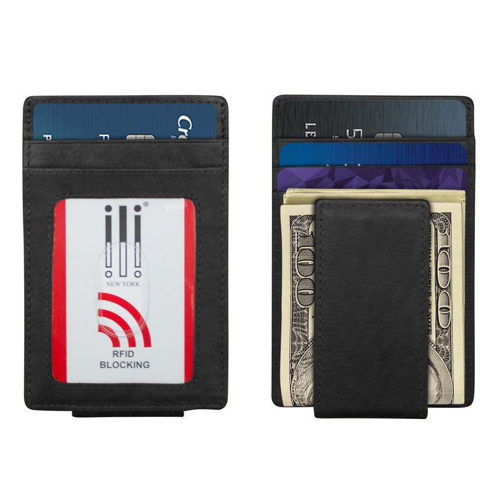 ili New York Magnet Money Clip Card Holder BLACK