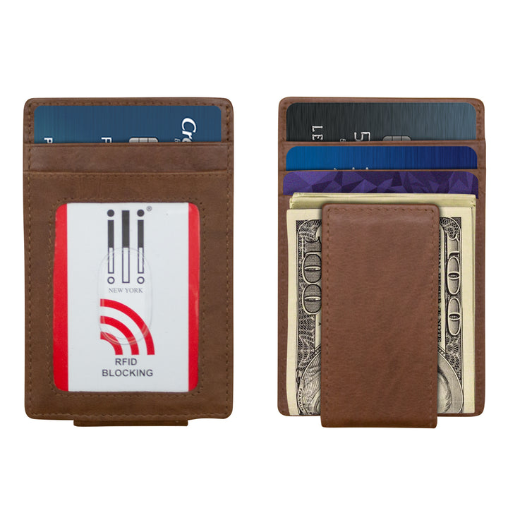 ili New York Magnet Money Clip Card Holder TOFFEE