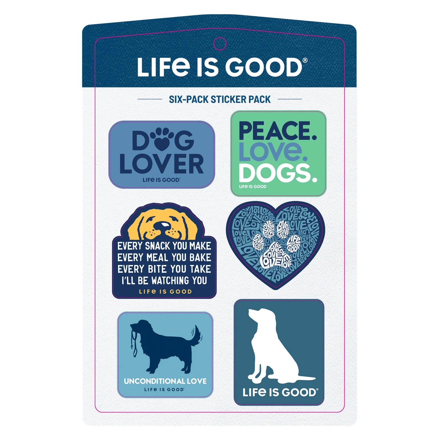 Life Is Good Dog Sticker 6-Pack MULTI